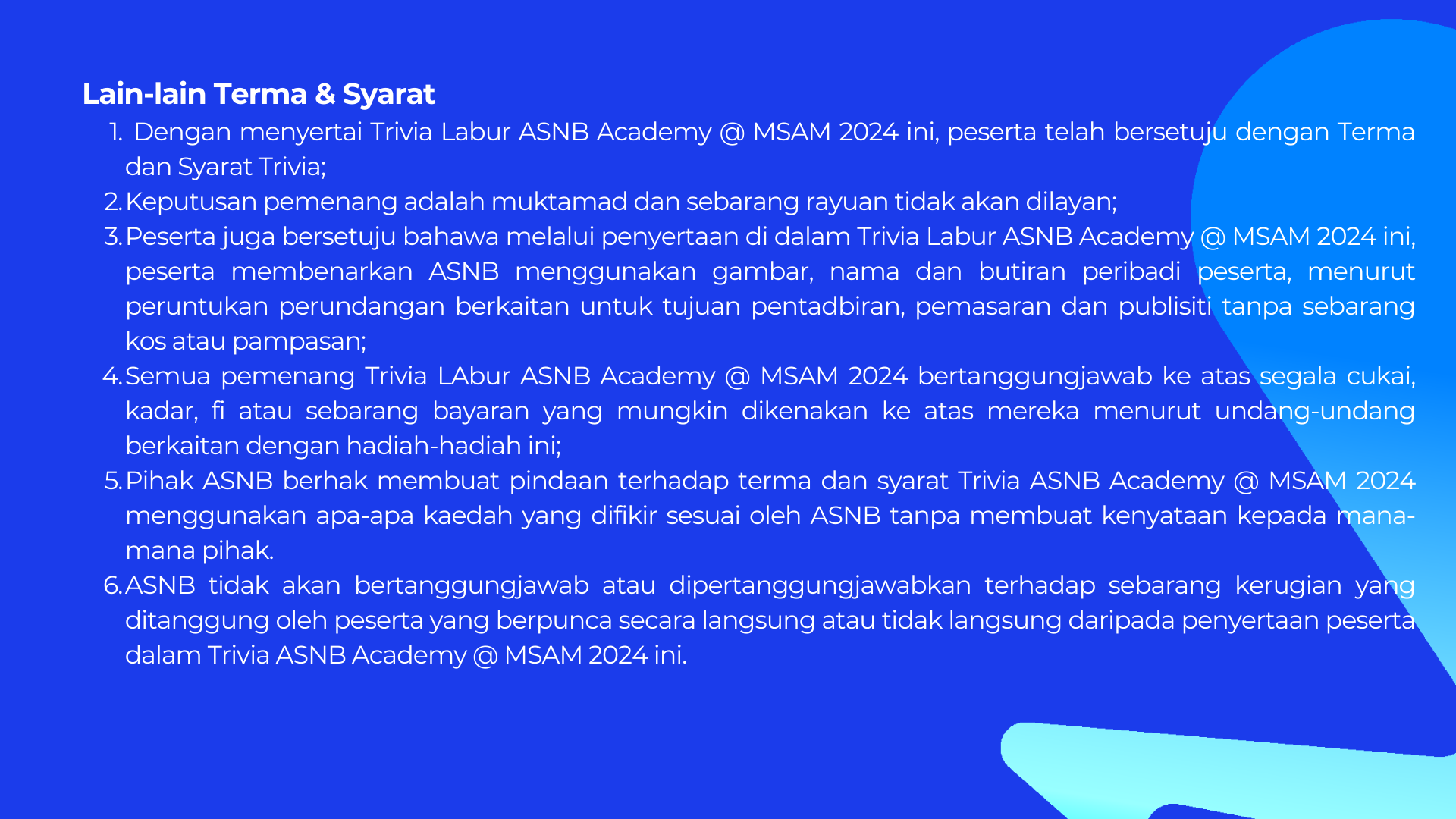 Trivia Labur ASNB Academy @ MSAM 2024 | ASNB Academy